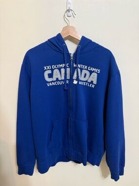 2010 Olympics Vancouver Whistler Zip-Up Blue Hoodie